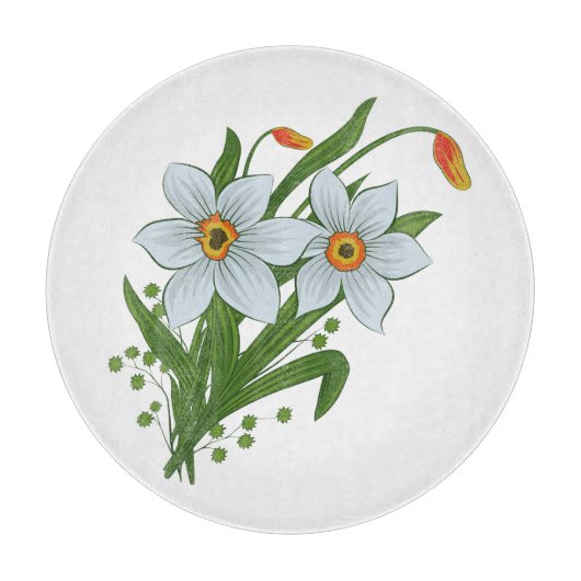 チューリップと水仙の花 カッティングボード (正面)
