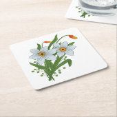 チューリップと水仙の花 スクエアペーパーコースター (アングル)