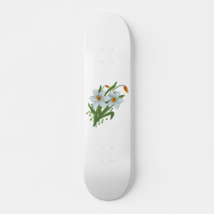 チューリップと水仙の花 スケートボード