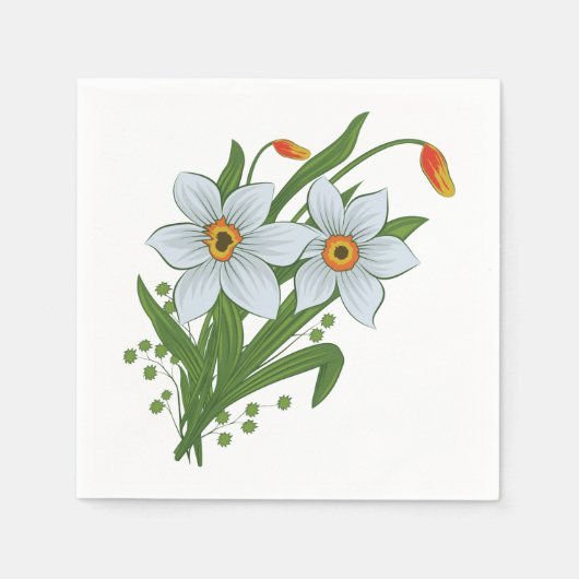 チューリップと水仙の花 スタンダードカクテルナプキン (正面)