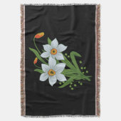 チューリップと水仙の花 黒い背景 スローブランケット (正面縦)