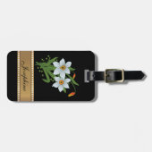 チューリップと水仙 ゴールド 名入れ ラゲッジタグ (正面横)