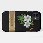 チューリップと水仙 ゴールド 名前入り Case-Mate iPhoneケース (裏面(横))