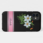 チューリップと水仙 ピンクの名入れ Case-Mate iPhoneケース (裏面(横))