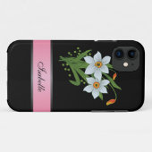 チューリップと水仙 ピンク 2 名前入り Case-Mate iPhoneケース (裏面(横))