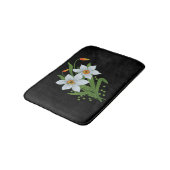 チューリップと水仙 花 黒背景 バスマット (アングル)
