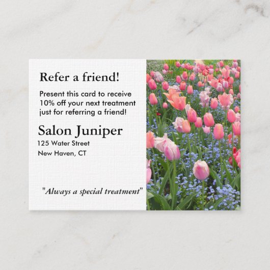 チューリップと注忘れ目の付いた紹介カード 紹介カード (正面)