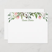 チューリップと緑パーソナライズされたのフラットノートカード ノートカード (正面/裏面)