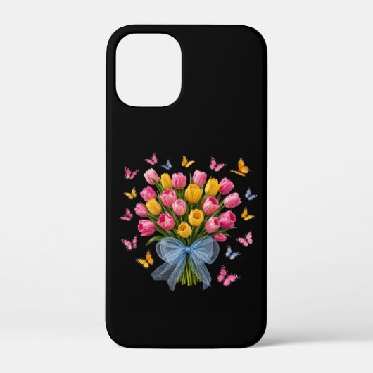 チューリップと蝶々のiPhone / iPadケース Case-Mate iPhoneケース (裏面)