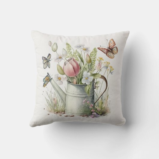 チューリップと蝶との散水缶 クッション (裏面)