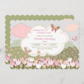 チューリップと蝶の招待状 招待状 (正面/裏面)