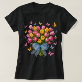 チューリップと蝶のTシャツ Tシャツ