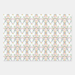 チューリップと野生の花切り ラッピングペーパーシート