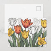 チューリップと黄色の水仙の花 春の花 ポストカード (正面/裏面)
