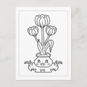 チューリップに色をかわいらし付ける |アクティビティカード ポストカード (正面)