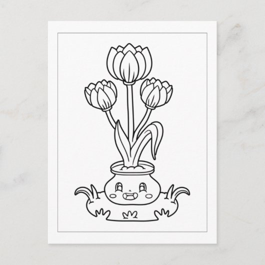 チューリップに色をかわいらし付ける |アクティビティカード ポストカード (正面)