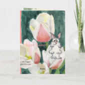 チューリップのイースターカードのハッピーイースターのバニー シーズンカード (裏面)