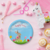 チューリップのイースターバニー ペーパープレート (パーティー)