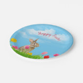 チューリップのイースターバニー ペーパープレート (アングル)