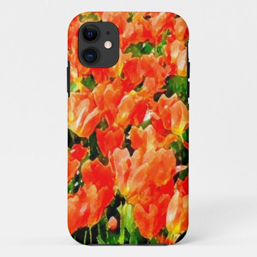 チューリップのオレンジ色の畑 Case-Mate iPhoneケース (裏面)
