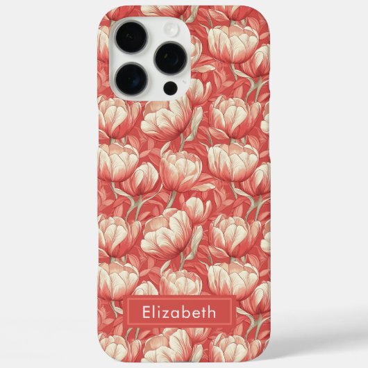 チューリップのクラシカルなデザインのカスタムiPhoneケース 女子向け Case-Mate iPhoneケース (裏面)