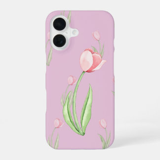 チューリップのスマホケース ピンク背景 iPhone 16ケース