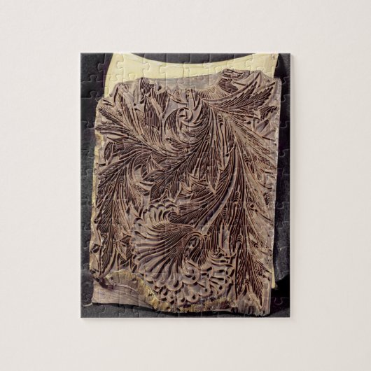 チューリップのデザインの印刷ブロック1875年(切り分けられた木) ジグソーパズル (縦)