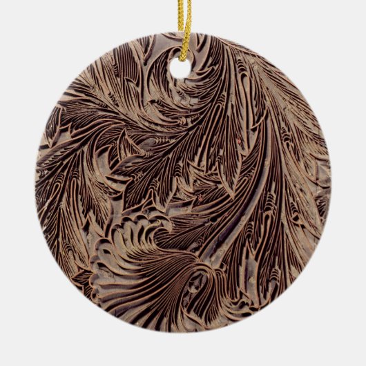 チューリップのデザインの印刷ブロック1875年(切り分けられた木) セラミックオーナメント (正面)