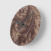 チューリップのデザインの印刷ブロック1875年(切り分けられた木) ラウンド壁時計 (傾斜)