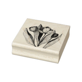 チューリップのトリオ、手書き刻印 ラバースタンプ