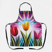 チューリップのトリオ：春のバースト美しい エプロン (正面)