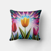 チューリップのトリオ：春のバースト美しい クッション (裏面)