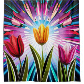 チューリップのトリオ：春のバースト美しい シャワーカーテン (正面)