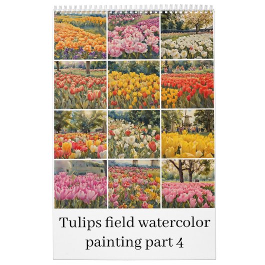 チューリップのフィールド絵を描の水色4 カレンダー (カバー)