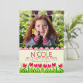 チューリップのボーダー写真の招待状 招待状 (スタンド正面)