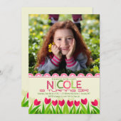 チューリップのボーダー写真の招待状 招待状 (正面/裏面)