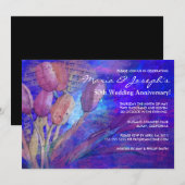 チューリップのユダヤ教式結婚記念日パーティー招待状 招待状 (正面/裏面)