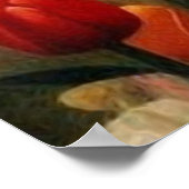 チューリップの上飛んでいるに美しい二羽の蝶モダン ポスター (角)