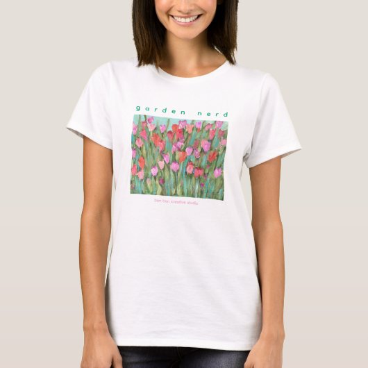 チューリップの中の園芸おたくTシャツ Tシャツ (正面)
