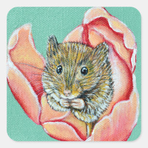 チューリップの中絵画のマウス スクエアシール