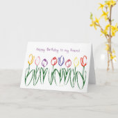 チューリップの庭の友人のバースデー・カード カード (黄色い花)