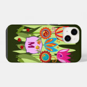 チューリップの春のモノグラム iPhoneケース (裏面横)