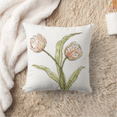 チューリップの植物画インテリア クッション (ブランケット)
