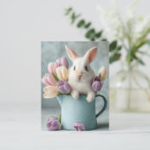 チューリップの水差しから見える愛らしいウサギ シーズンポストカード (スタンド正面)