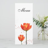 チューリップの水彩画の結婚式メニュー メニュー (スタンド正面)