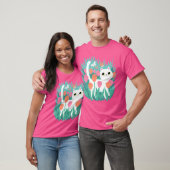 チューリップの白い猫 Tシャツ (ユニセックス)