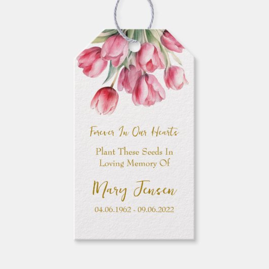 チューリップの種封筒 追悼式 記念  ギフトタグ (正面)
