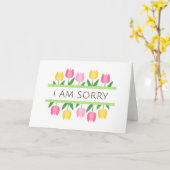 チューリップの縁取りのごめんなさいのグリーティングカード カード (黄色い花)