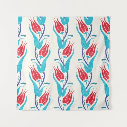 チューリップの背景。トルコ伝統的のモチーフ。シーム タペストリー (正面)