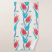 チューリップの背景。トルコ伝統的のモチーフ。シーム バスタオル (バスタオル)